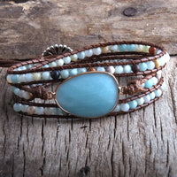 pennlegalprocess Bracelets Boho Beaded Stone Wrap Bracelet Blue / One Size