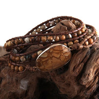 pennlegalprocess Bracelets Boho Beaded Stone Wrap Bracelet Brown / One Size