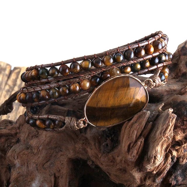 pennlegalprocess Bracelets Boho Beaded Stone Wrap Bracelet Dark Brown / One Size