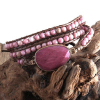 pennlegalprocess Bracelets Boho Beaded Stone Wrap Bracelet Dark Pink / One Size