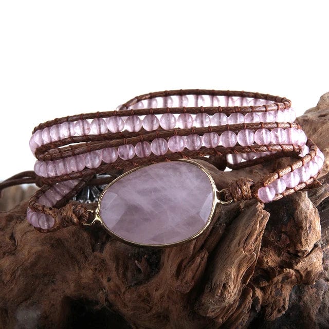 pennlegalprocess Bracelets Boho Beaded Stone Wrap Bracelet Pink / One Size