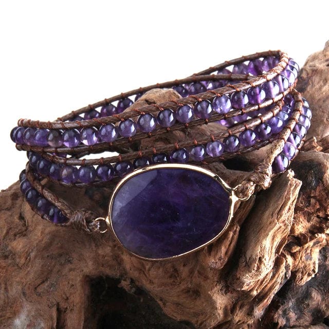 pennlegalprocess Bracelets Boho Beaded Stone Wrap Bracelet Purple / One Size