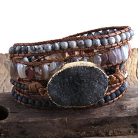 pennlegalprocess Bracelets Boho Stone Beads Wrap Bracelet Dark Gray / One Size