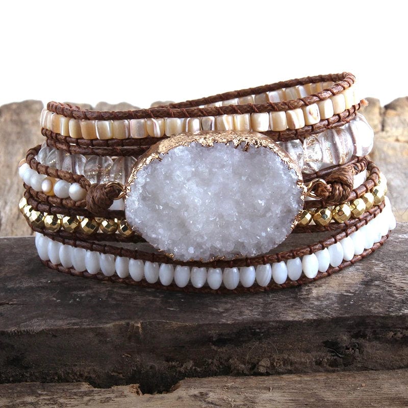 pennlegalprocess Bracelets Boho Stone Beads Wrap Bracelet White / One Size