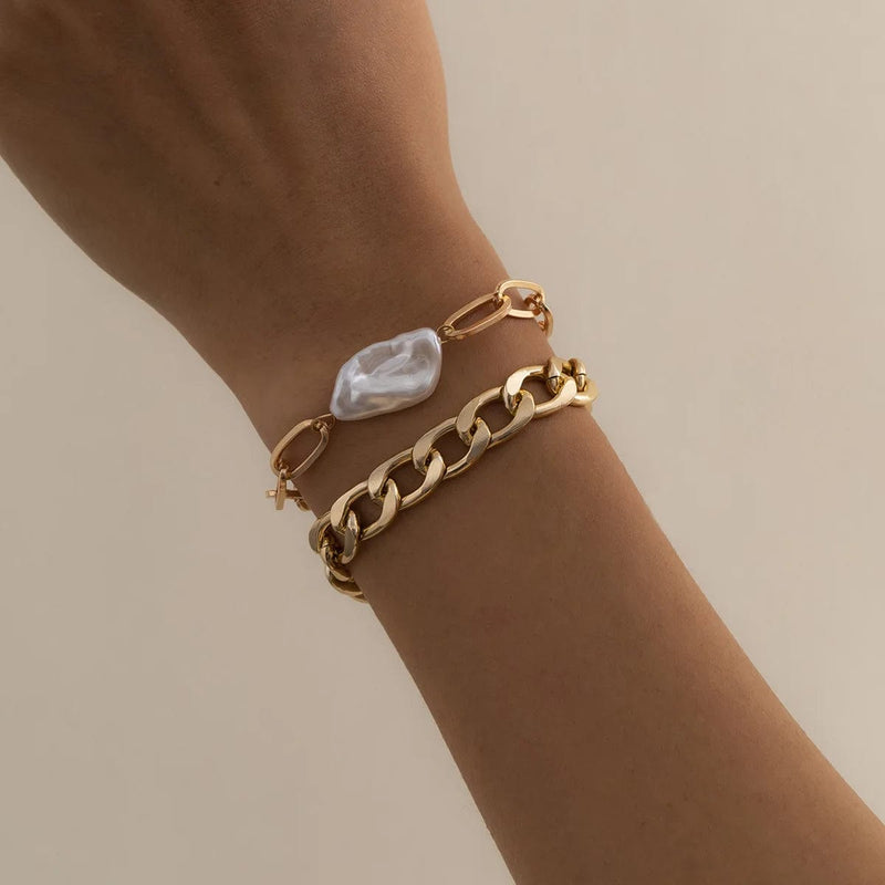 pennlegalprocess Bracelets Boho White Stone Chain Bracelet Set Gold / One Size