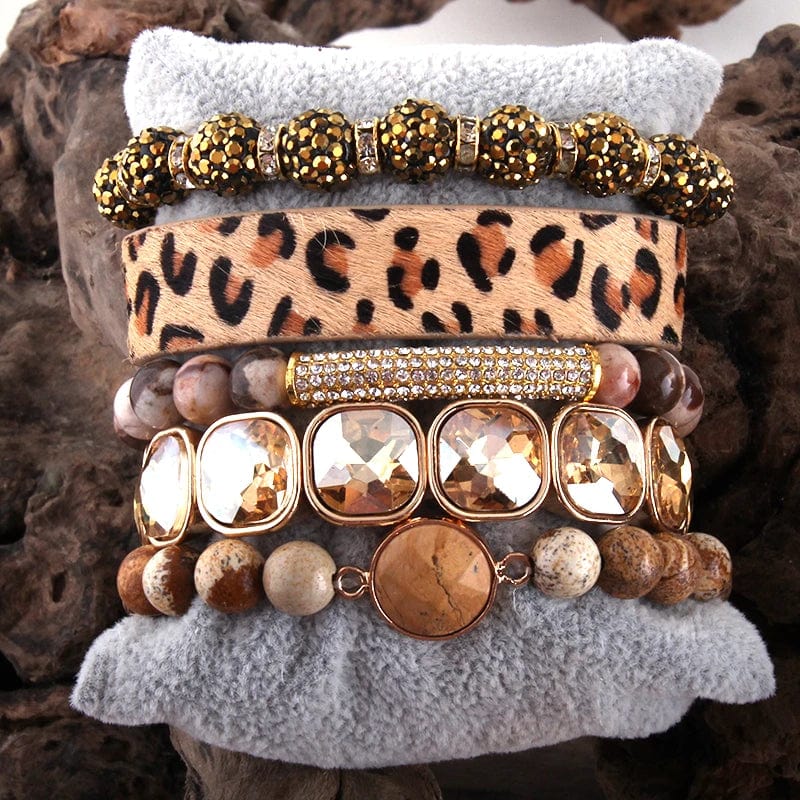 pennlegalprocess Bracelets Leopard Print Multilayer Bracelet Set Brown / One Size