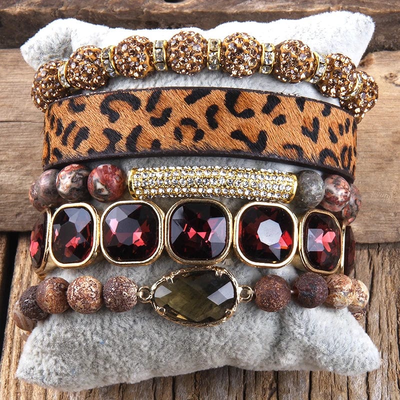 pennlegalprocess Bracelets Leopard Print Multilayer Bracelet Set Red / One Size