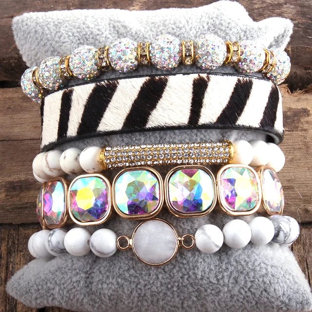 pennlegalprocess Bracelets Leopard Print Multilayer Bracelet Set White / One Size