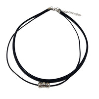 pennlegalprocess Choker Necklaces Black Leather Choker Necklace Silver / One Size