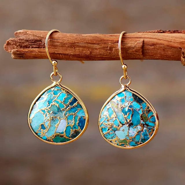 pennlegalprocess Earrings, Drop Earrings Bohemian Turquoise Dangle Earrings Gold / One Size