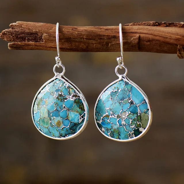 pennlegalprocess Earrings, Drop Earrings Bohemian Turquoise Dangle Earrings Silver / One Size