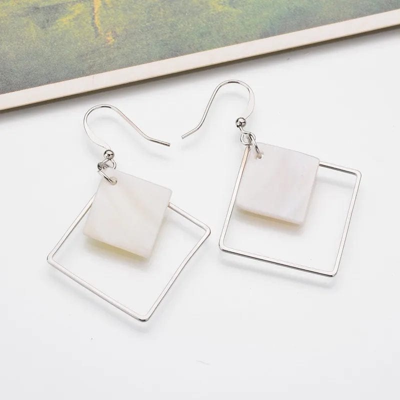 pennlegalprocess Earrings, Drop Earrings, Silver Earrings Boho Square Drop Earrings Silver / One Size