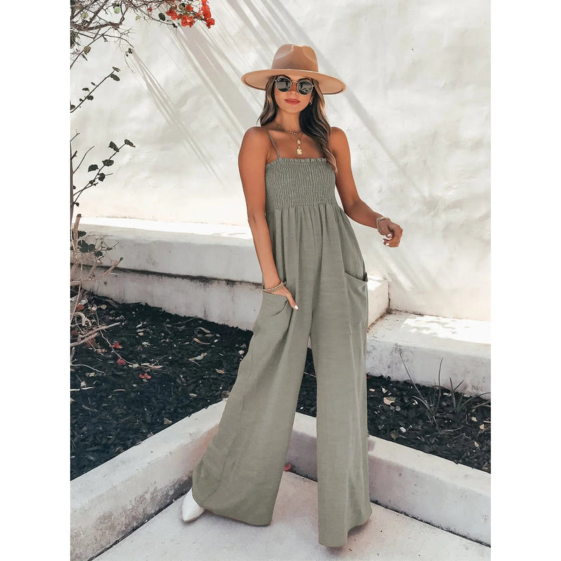 pennlegalprocess Jumpsuits & Rompers Casual Spaghetti Strap Jumpsuit Rompers Gray / S