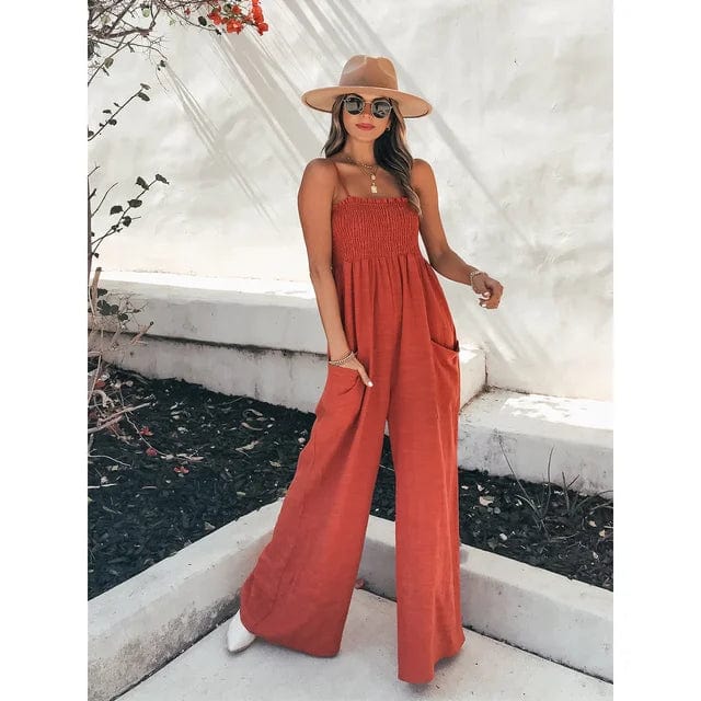 pennlegalprocess Jumpsuits & Rompers Casual Spaghetti Strap Jumpsuit Rompers Red / S