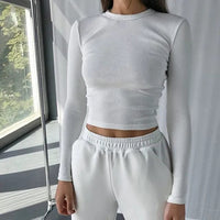 pennlegalprocess Long Sleeve Crop Top White / S Ribbed Long Sleeve Casual Crop Top Shirt