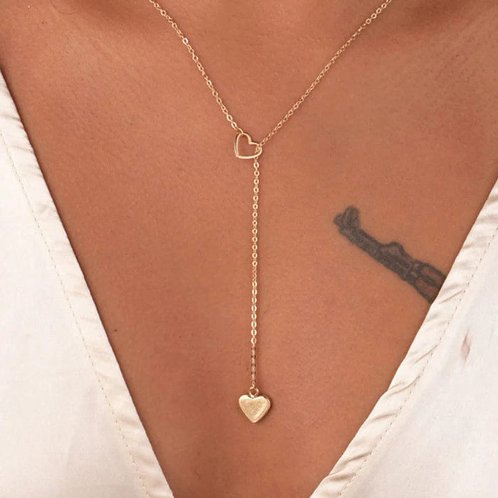 pennlegalprocess Necklaces Gold / One Size Boho Chain Link Heart Necklace