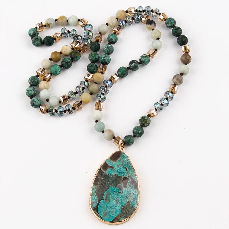 pennlegalprocess Pendant Necklaces, Beads Necklace Boho Turquoise Stones Necklace Green / One Size