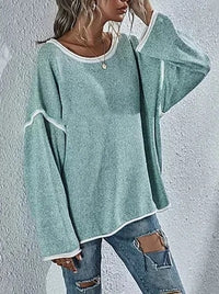 pennlegalprocess Pullovers, Sweater, Knit Sweater, Long Sleeve Green / S Bohemian Oversized Casual Pullover Sweater