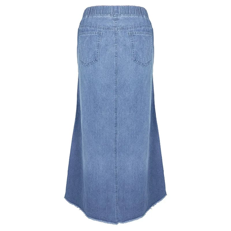 pennlegalprocess Skirt, Maxi Skirt Bohemian Style Denim Maxi Skirt