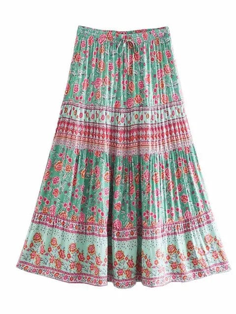 pennlegalprocess Skirts, Maxi Skirts Green / S Boho Inspired Floral Skirt